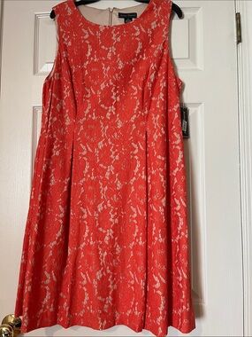 Jessica Howard Coral Lace A-Line Midi Dress